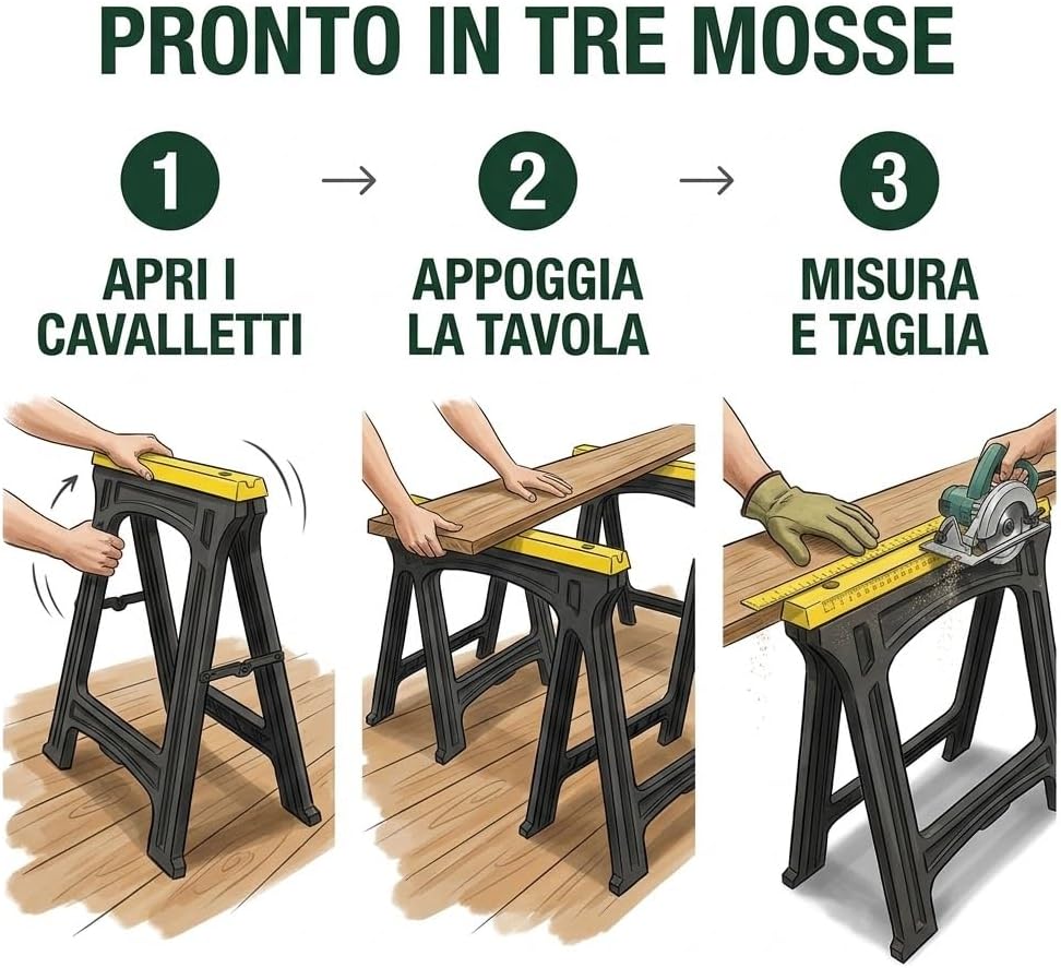 Cavalletto pieghevole da lavoro in polipropilene con righello graduato - immagine 8
