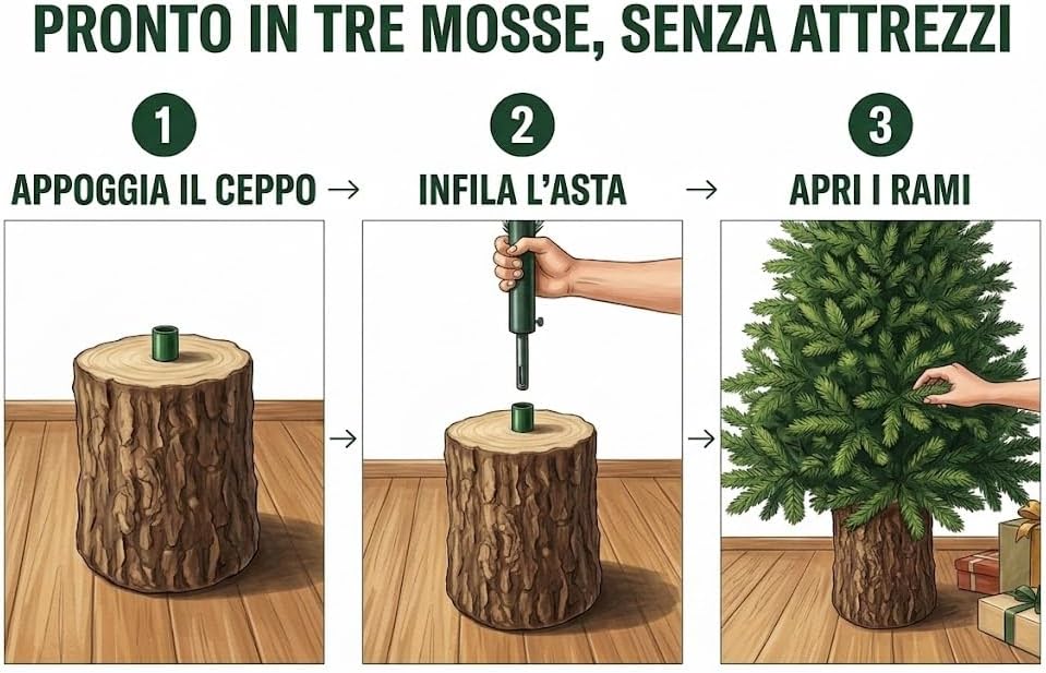Ceppo base per albero di Natale effetto tronco con venature e corteccia - immagine 8