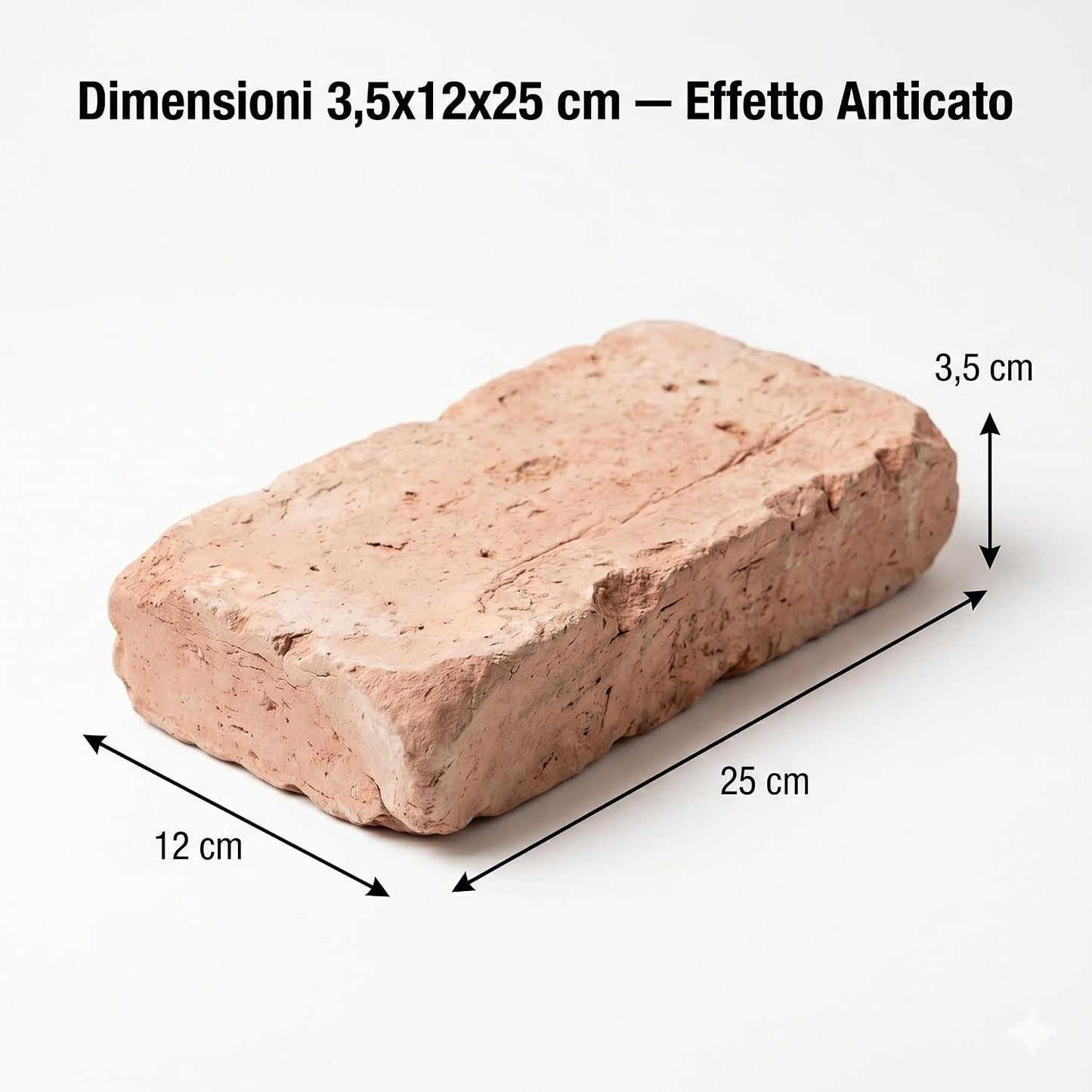 Mattone FBM Medioevo Rosato 3,5x12x25 cm – Confezione Campione 2 Pezzi | Mattone Faccia a Vista Effetto Anticato | Rivestimento Rustico | Aspetto Invecchiato | Made in Italy