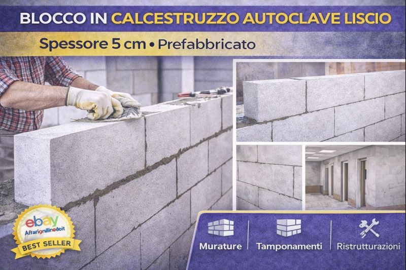 Blocco in Calcestruzzo Autoclave Liscio Spessore 5 cm Prefabbricato