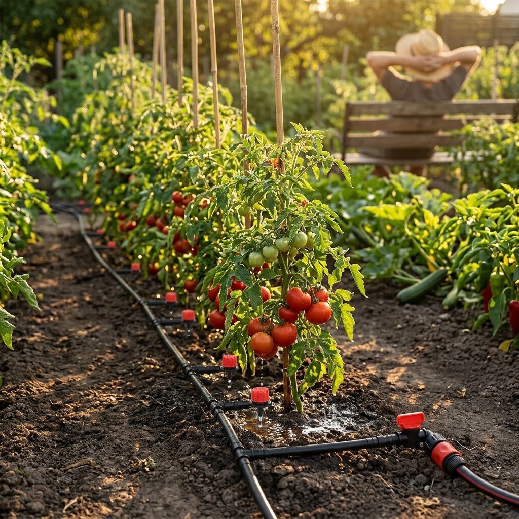 Lemag Kit Irrigazione a Goccia Completo Passo 20 cm — Ala Gocciolante Ø 16 mm 50 m con Raccordi, Rubinetto e 35 Gocciolatori Regolabili — per Orto Fitto, Insalate, Fragole e Aiuole
