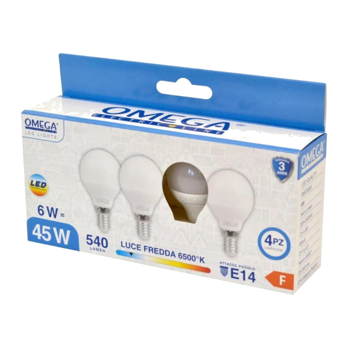 Lampadine LED E14 sferetta P45 6W luce fredda 6500K – confezione da 4