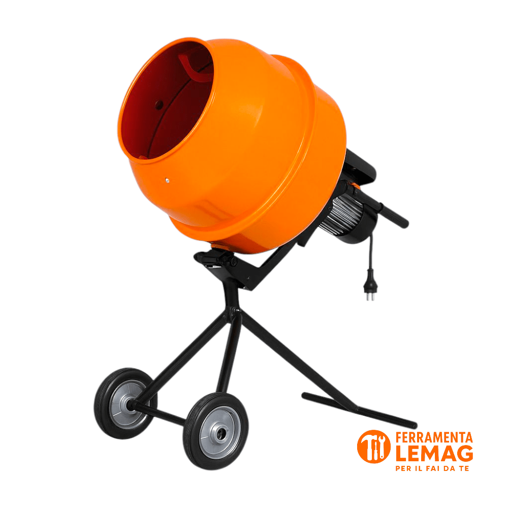 Betoniera Elettrica 140L – Impastatrice Cemento con 2 Ruote – Professionale - Lemag srl