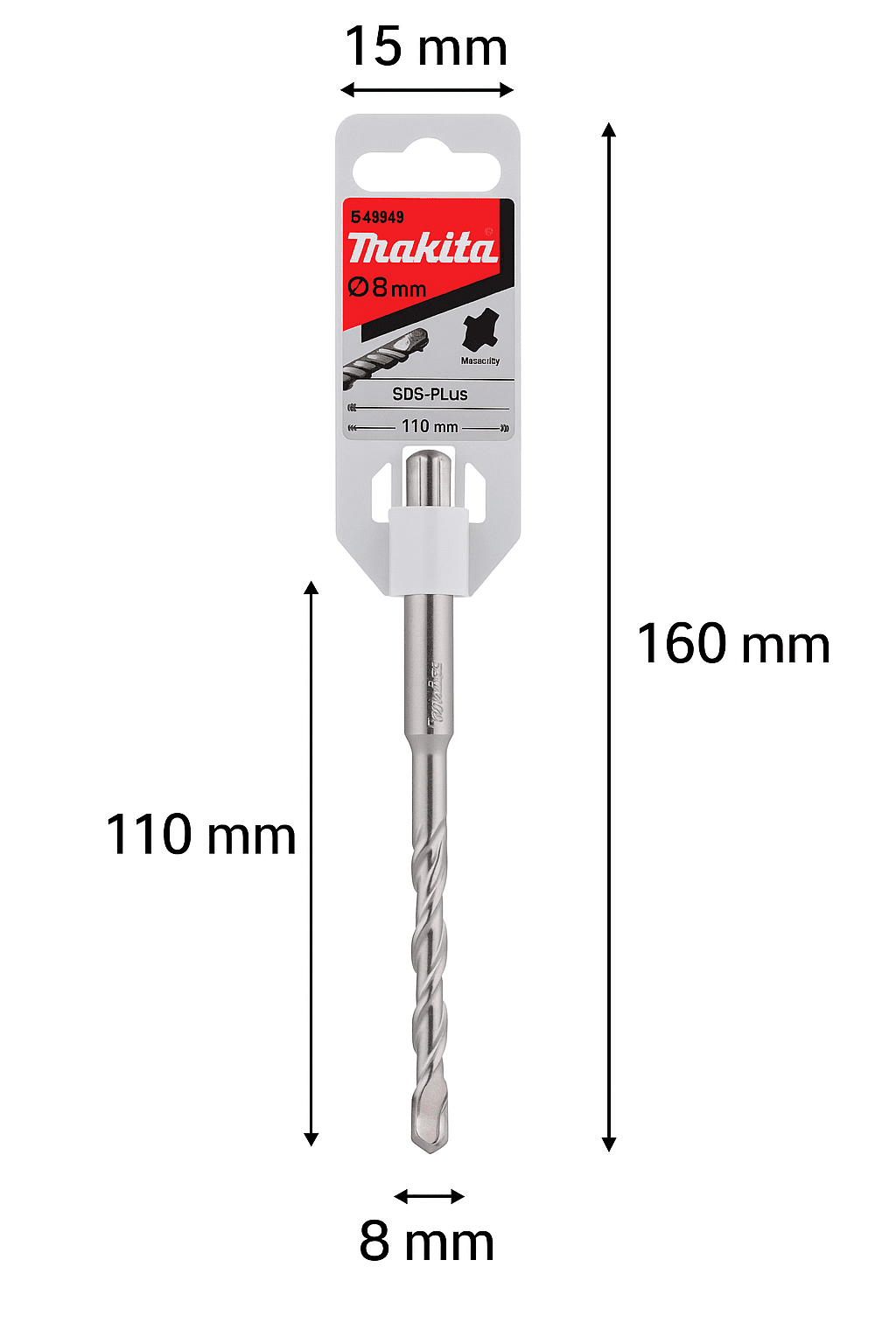 Makita B - 46539 Punta SDS - Plus 8x110 mm – Per Calcestruzzo, Pietra e Muratura - Lemag srl