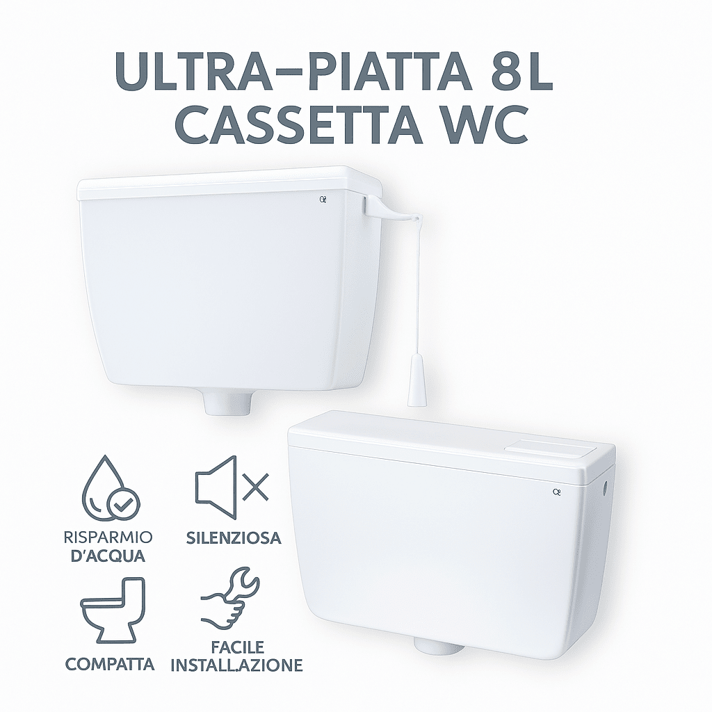 Vaschetta WC Universale con Galleggiante e Accessori – Pulsante o Catenella – Lemag srl - Lemag srl