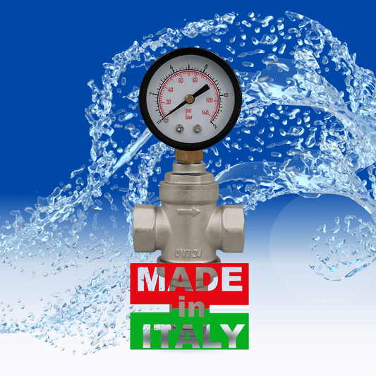 Riduttore Pressione Acqua 1/2" con Manometro e Filtro Ottone - Lemag srl