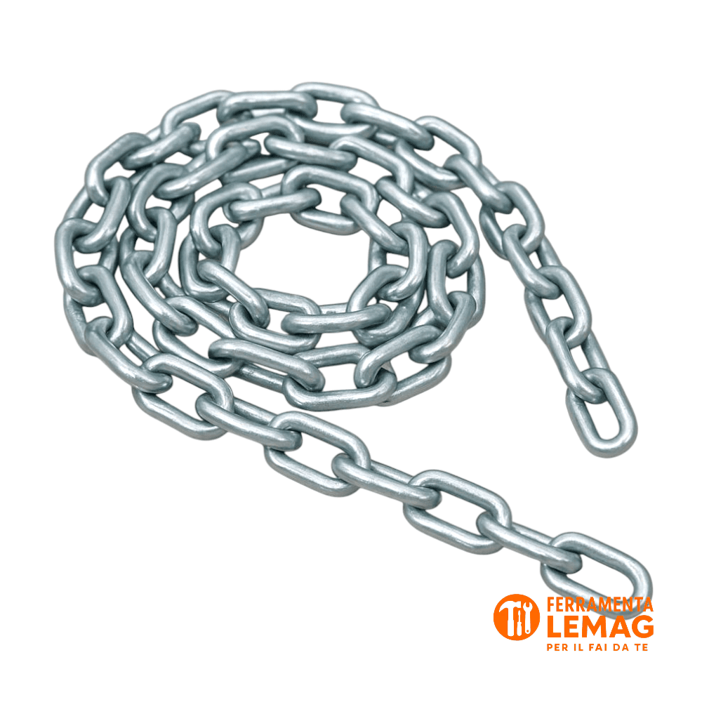 Catena Zincata 6 mm x 2,5 m – Maglia Resistente Antiruggine – Lemag srl - Lemag srl