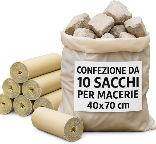 10 Sacchi per Macerie 40x70 cm Resistenti per Edilizia Calcinacci - Lemag srl