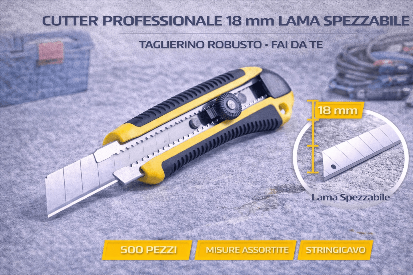 Cutter Professionale 18mm Lama Spezzabile Taglierino Robusto Fai da Te - Lemag srl