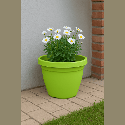 Vaso 'Verona' Ø30x24h cm Verde Anice per Piante e Fiori –Resistente e Decorativo - Lemag srl