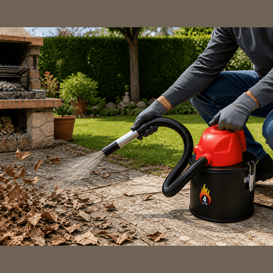 Uso del mini aspiracenere 2 in 1 come soffiatore per rimuovere le foglie secche in giardino.