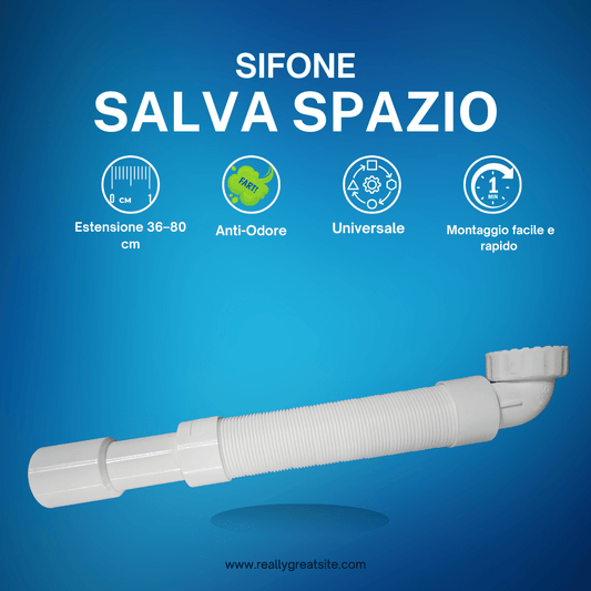 Sifone Flessibile Estensibile per Lavandino con Ghiera 1"1/2 - 1"1/4 - Lemag srl - Lemag srl
