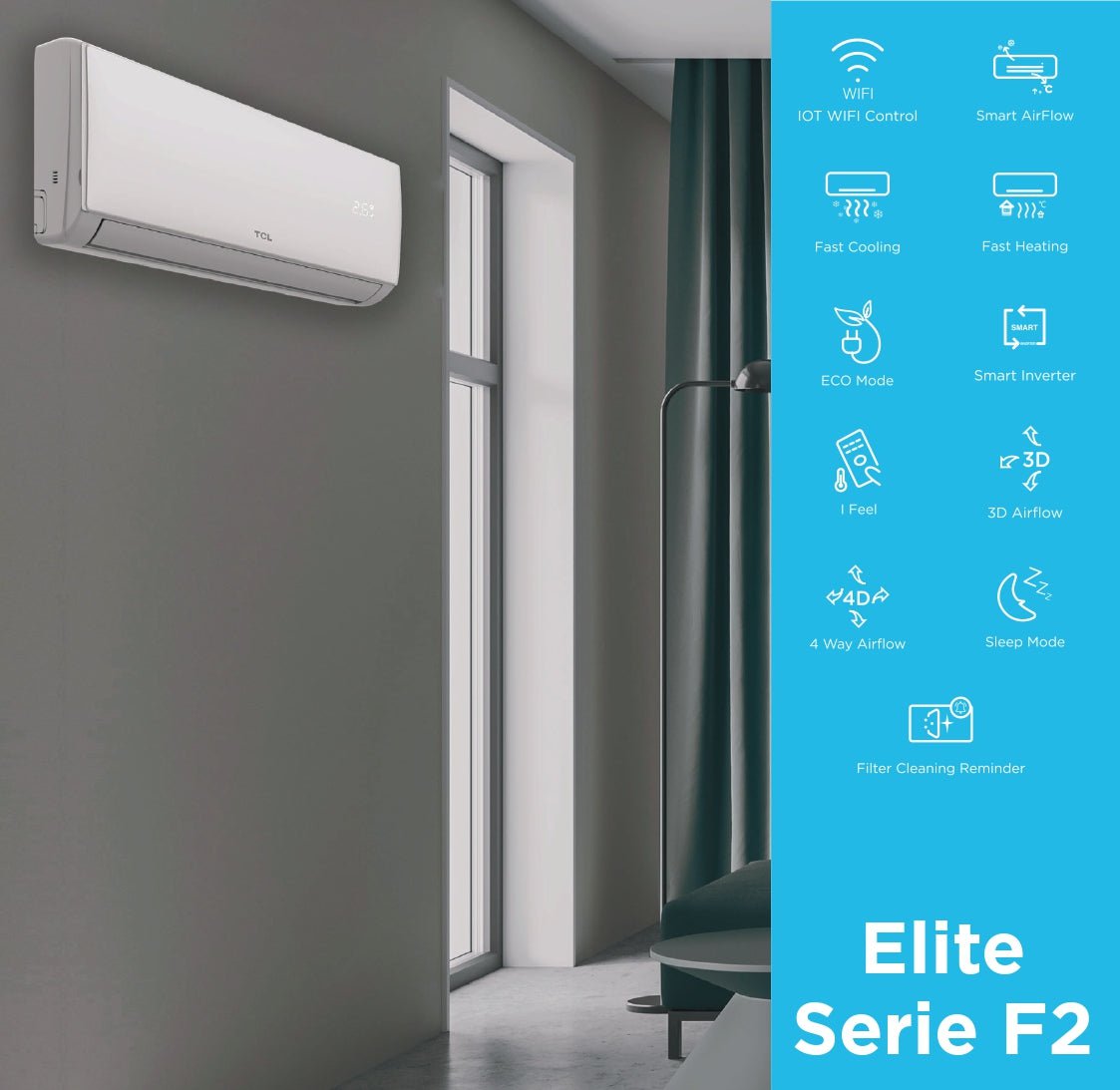 Climatizzatore TCL Elite F2 12.000 BTU completo – inverter, A++ silenzioso - Lemag srl