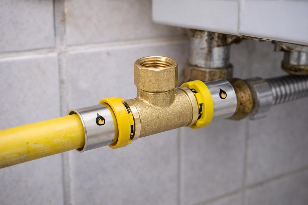 Raccordo Tee Gas 16x16x1/2" a Pressione per Tubo Multistrato Derivazione Impianti Gas Ottone Alta Tenuta Facile Installazione LEMAG SRL - Lemag srl