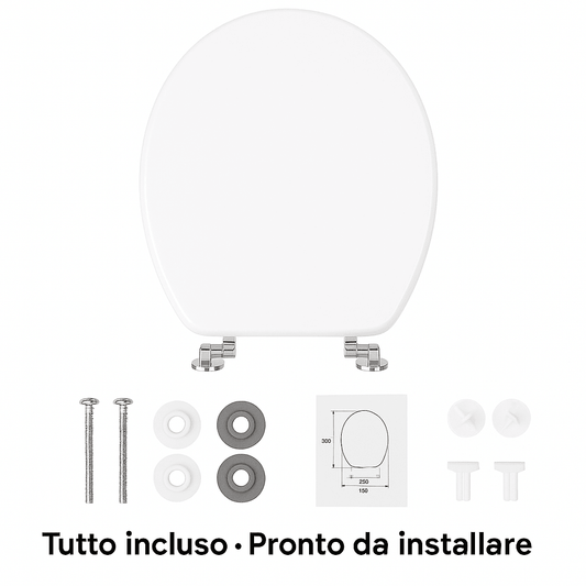 Sedile WC Copriwater Universale MDF Legno Bianco Pesante Tavoletta Vaso Bagno - Lemag srl