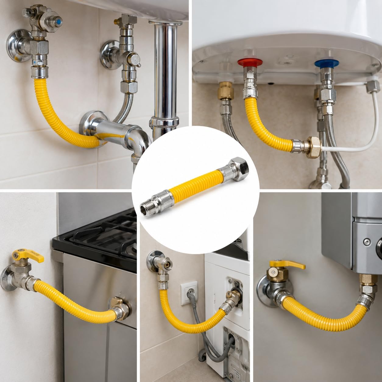 Flessibile Estensibile Rivestito per Gas e Acqua Sanitaria MF 1/2" da 100 a 200 mm Tubo Idraulico Estensibile - Lemag srl