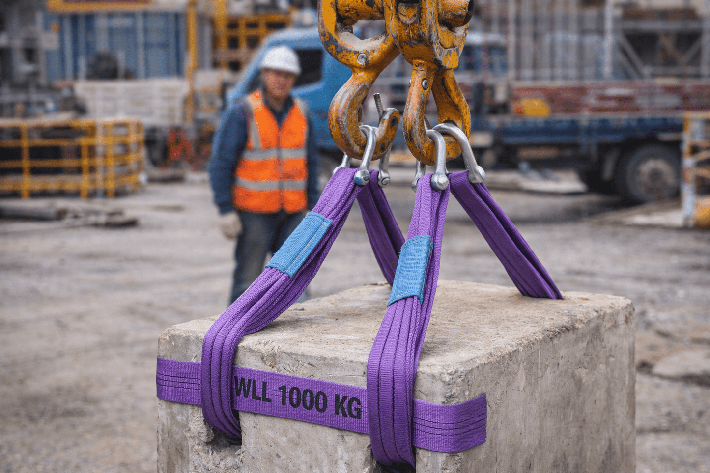 Fascia di Sollevamento Viola 1T (1000 kg) – Asole 50 mm – CE – Coeff. Sicurezza 7:1 – 2/3/4/5 m - Lemag srl