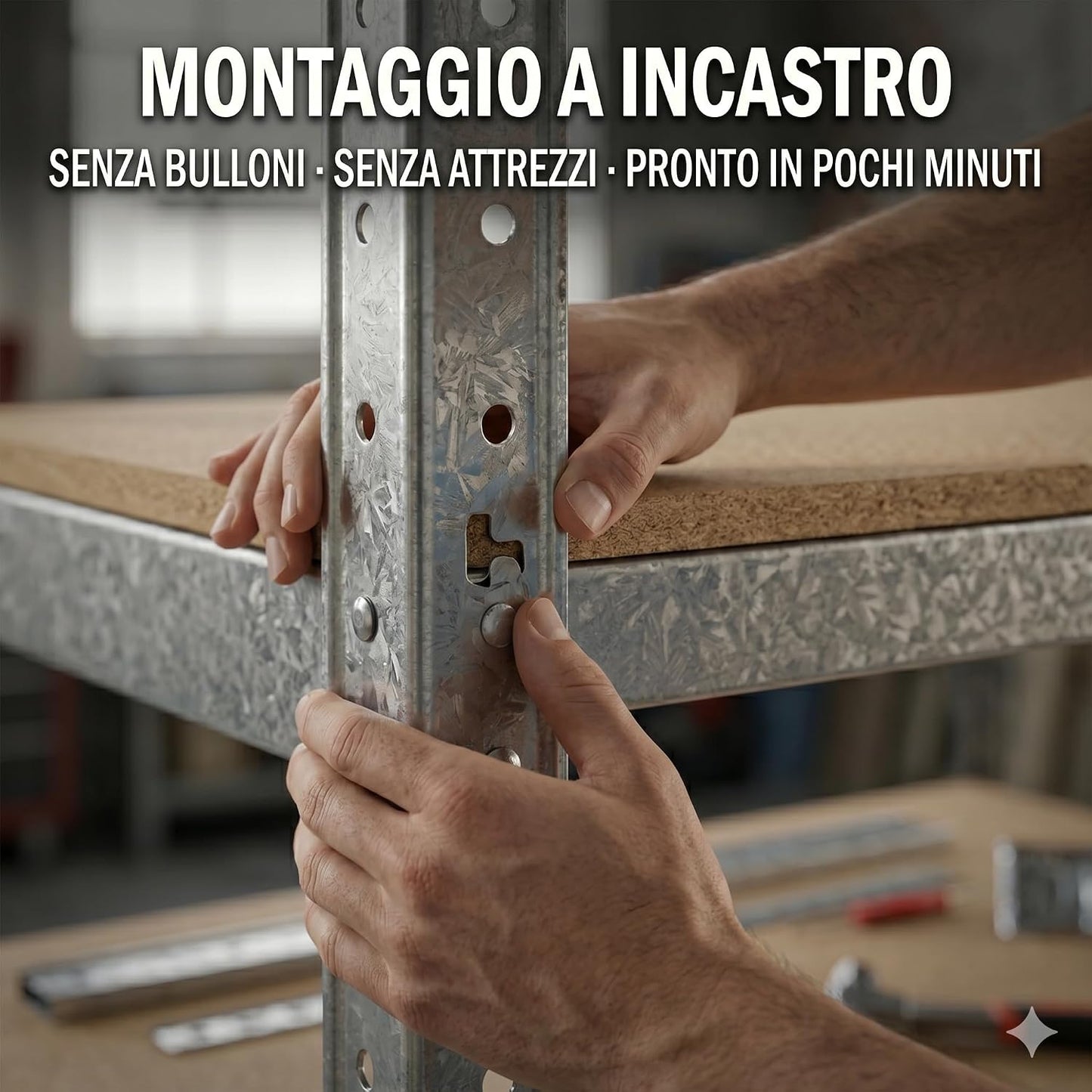 Scaffale Metallo 5 Ripiani 90x40x180h cm – Portata 875 kg Carico Pesante – Scaffalatura Zincata Heavy Duty Montaggio a Incastro Senza Bulloni per Garage Magazzino Cantina - Lemag srl