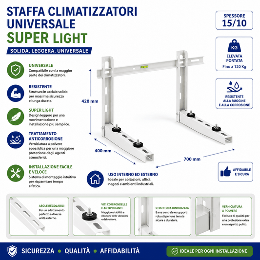 Staffa Climatizzatori Universale Super Light 420x400x700 mm Spessore 15/10 Supporto Condizionatore - Lemag srl