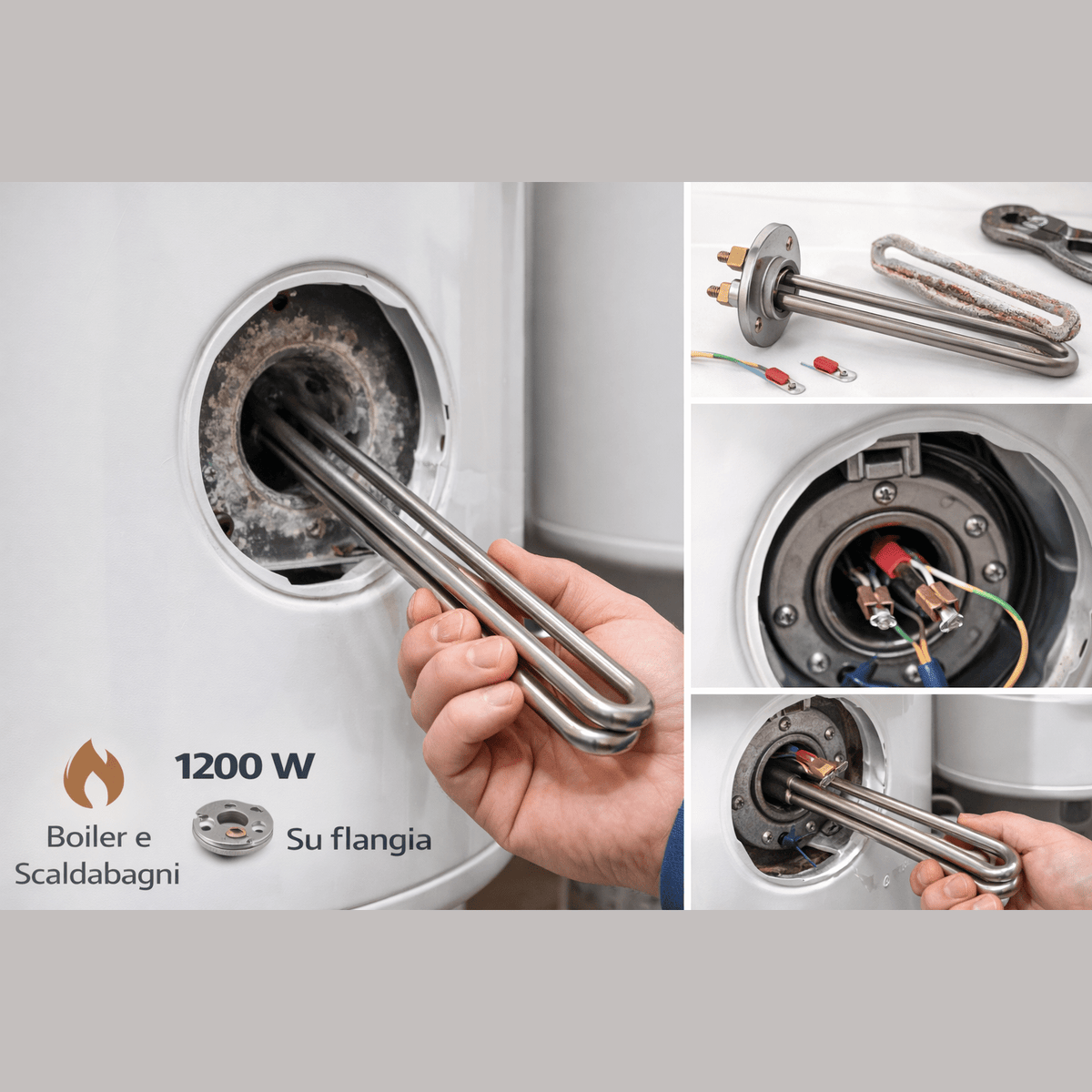 Sostituzione e installazione di una resistenza scaldabagno flangia da 1200W per boiler e scaldabagni elettrici.
