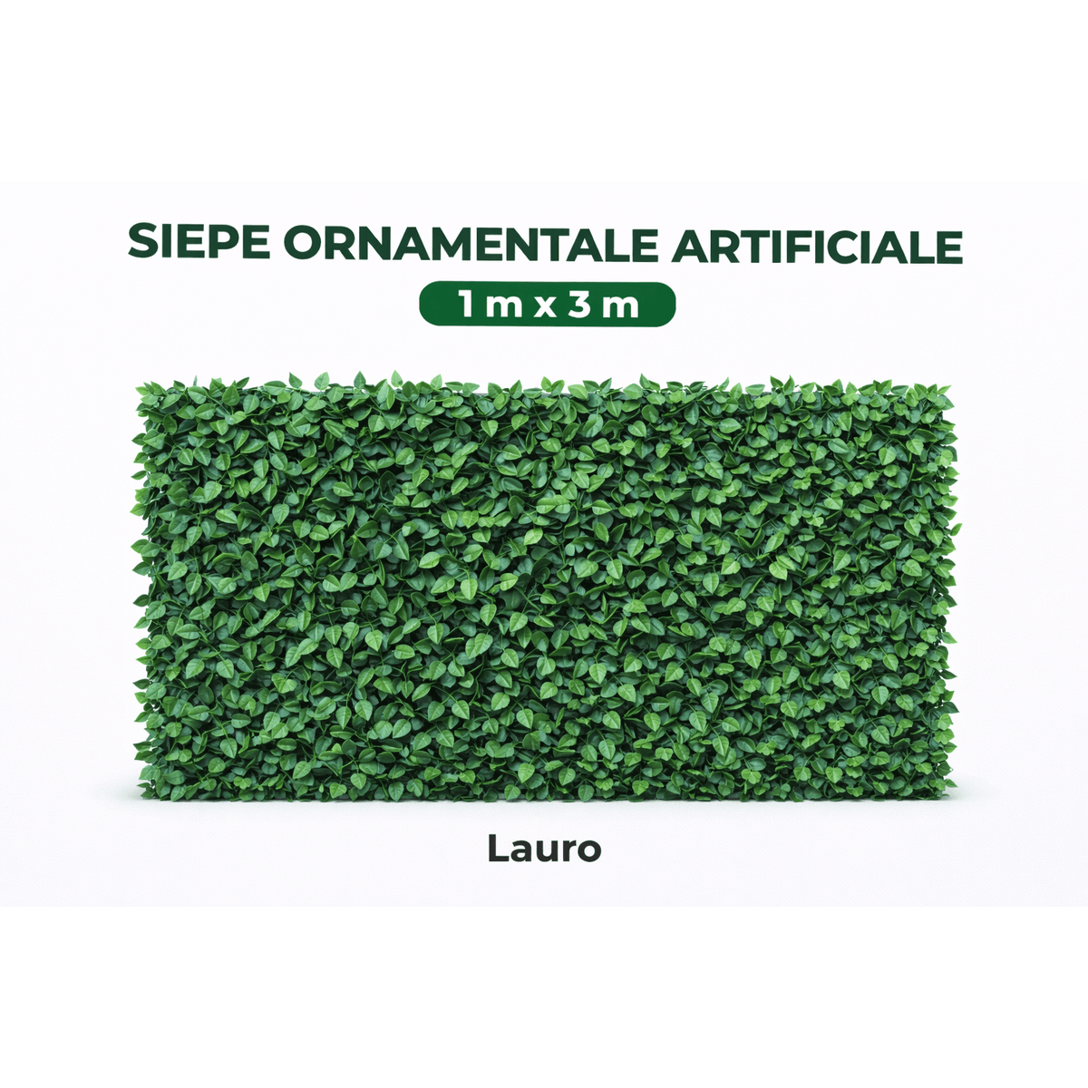 Foto di una siepe artificiale frangivista modello Lauro da 1x3 metri per decorare il balcone.