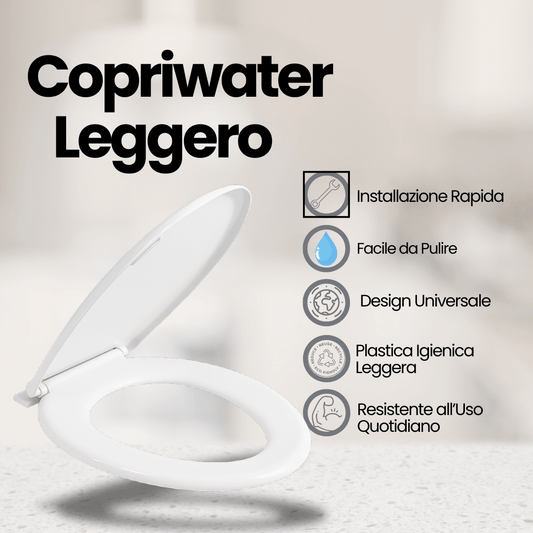 Sedile WC Copriwater Universale Bianco Termoplastico Leggero Tavoletta Bagno - Lemag srl