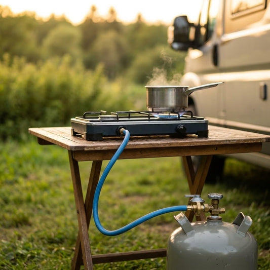 Regolatore gas GPL 30 mbar a taratura fissa, kit con tubo 2 m, fascette e chiave – dettaglio