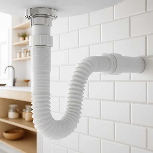 Tubo di Scarico Flessibile 1 1/4" x 32 mm per Lavabo – Estensibile 320 - 880 mm – Con Sifone e Guarnizione Anti - Odore – 2 Pezzi – Facile da Installare – Lemag srl - Lemag srl