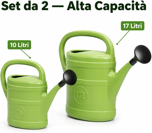 Set 2 Annaffiatoi 10 L + 17 L con Doccetta – Plastica Made in Italy - Lemag srl