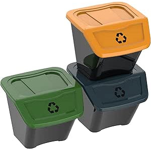 SET PATTUMIERE PER LA RACCOLTA DIFFERENZIATA 'ECOBIN' 3 pezzi - 30 lt - cm 39x39x33h - Lemag srl