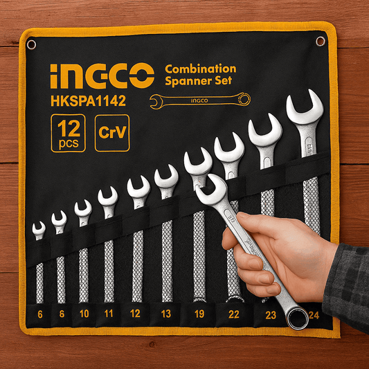 Set Chiavi Combinate Ingco 12 Pezzi – In Acciaio Cr - V con Custodia Arrotolabile - Lemag srl