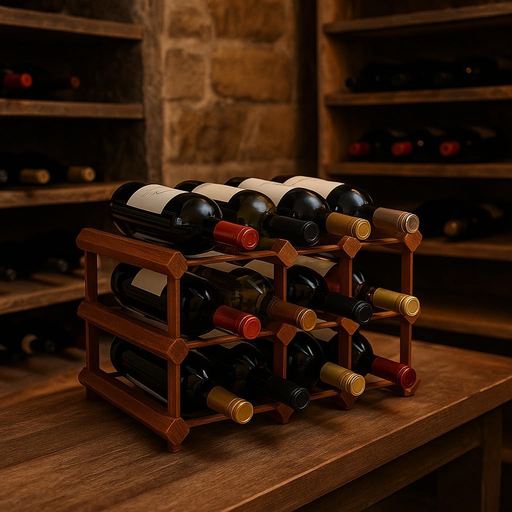 Cantinetta Vino in Legno – Modulare 12 Bottiglie – Portabottiglie Rustico ed Elegante, Montaggio Facile, Espandibile per Cantina, Cucina o Soggiorno - Lemag srl