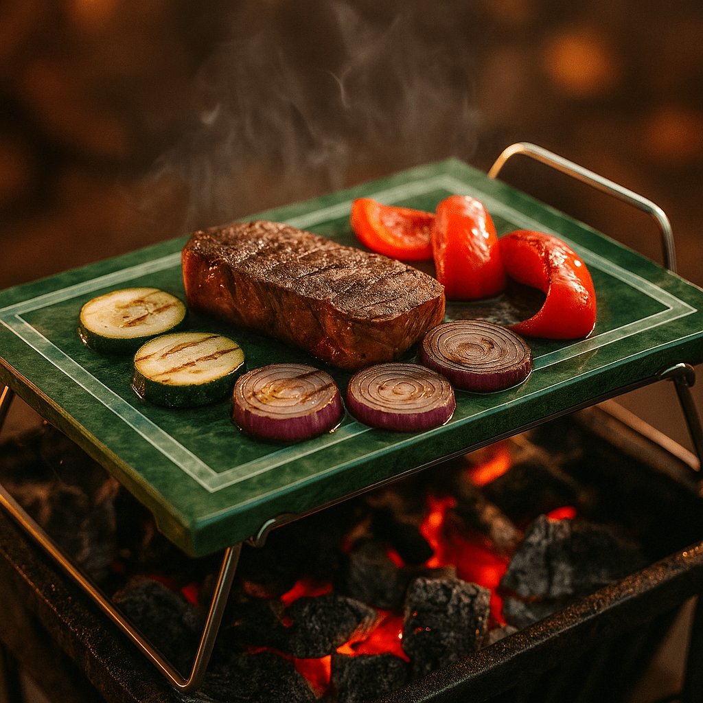 Piastra in Pietra Ollare 19x37 cm con Supporto Inox – Piastra BBQ e Fornello - Lemag srl