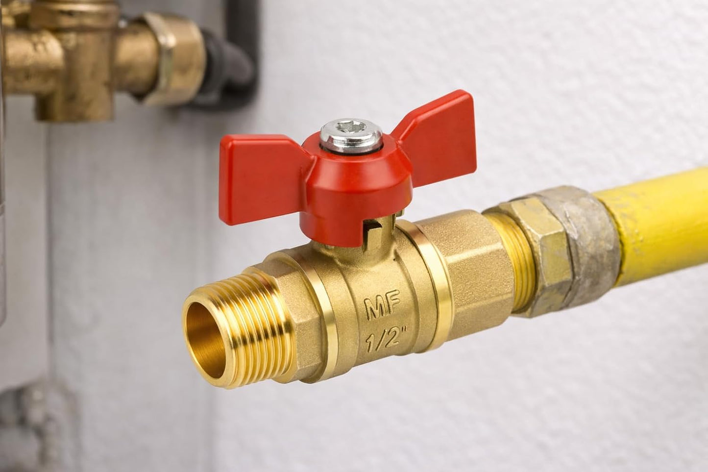 Valvola a Sfera Gas MF 1/2” a Farfalla Rubinetto Gas Maschio Femmina Ottone per Impianti Gas Metano GPL Alta Sicurezza - Lemag srl