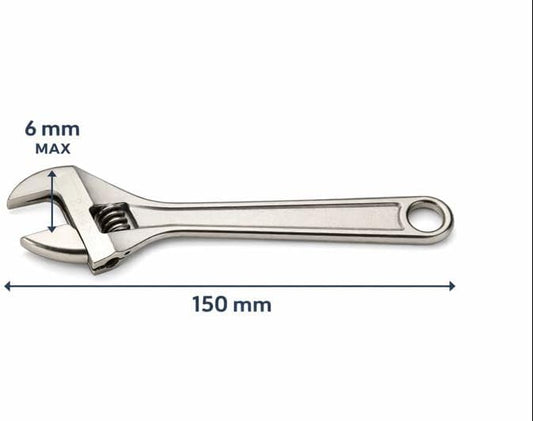 Chiave a Rullino Nichelata 150 mm – Apertura 6 mm Regolabile - Lemag srl