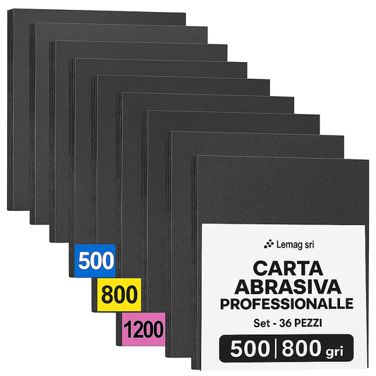 Set 20 Fogli Carta Abrasiva 230x280 mm – Grane Miste 500/800/1200 – Lemag SRL - Lemag srl