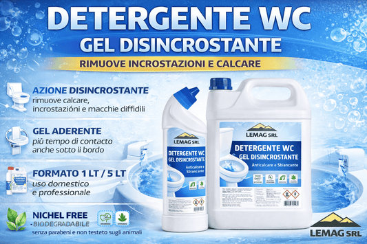 Bagno Gel WC Disincrostante – Anticalcare e Sbiancante – Nichel Free e Biodegradabile - Lemag srl