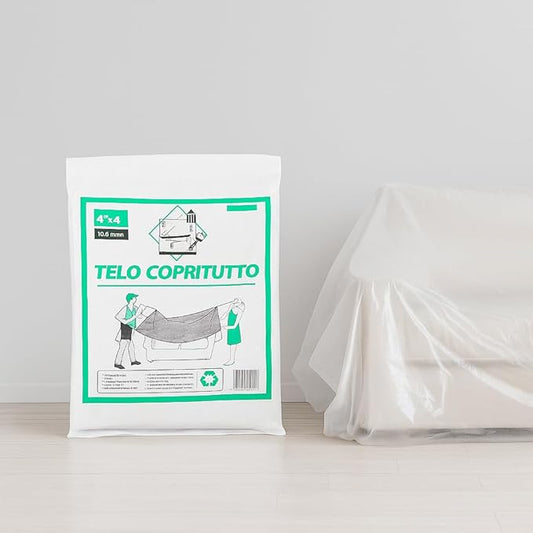 Set 5 Teli Protezione 4x4m Polietilene Impermeabile per Verniciatura e Giardino - Lemag srl