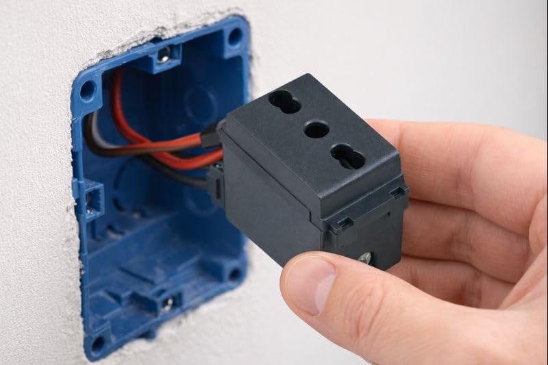 Presa di Sicurezza Bivalente “ARC” 250V – Standard Italiano/Tedesco (Bipasso + Schuko) – 1 Modulo Grigio Scuro – Compatibile Cestello ARC e BTicino Living - Lemag srl