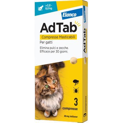 Adtab Elanco Gatti 0,5–8 kg – Compresse Antiparassitarie Pulci e Zecche – 1 al Mese - Lemag srl