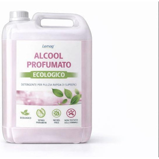 Tanica da 5LT di alcool profumato per superfici Lemag, detergente ecologico ad asciugatura rapida.