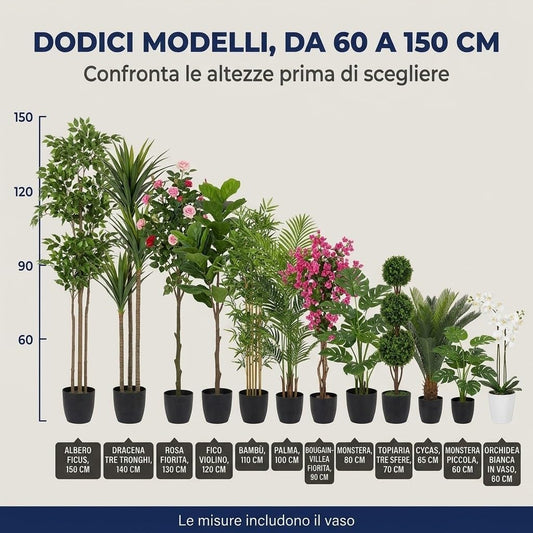 Piante Artificiali da Interno - 12 Modelli da 60 a 150 cm - Lemag srl