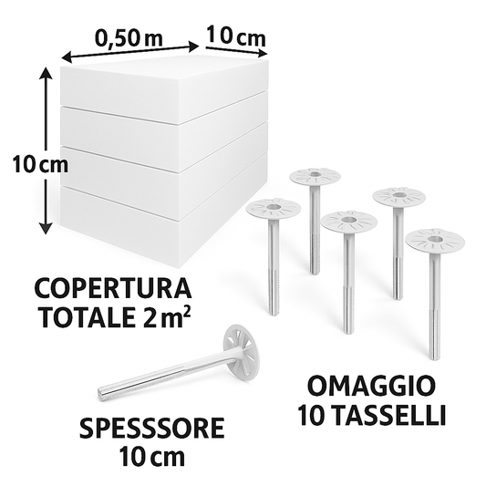 Pannello Polistirene EPS per Cappotto Termico 100x50x10 cm X4 – Isolamento FASSA - Lemag srl
