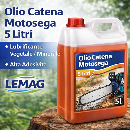 Olio Catena Motosega 5 Litri – Lubrificante Vegetale/ Minerale Alta Adesività – Lemag SRL - Lemag srl