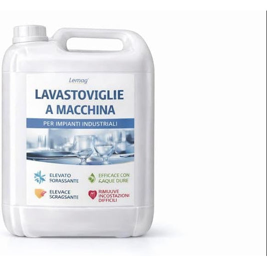 Tanica di detergente lavastoviglie professionale HACCP da 5LT Lemag per impianti industriali.