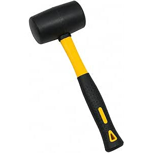 Mazzetta da 220g e martello in gomma per piastrelle con manico ergonomico giallo e nero.