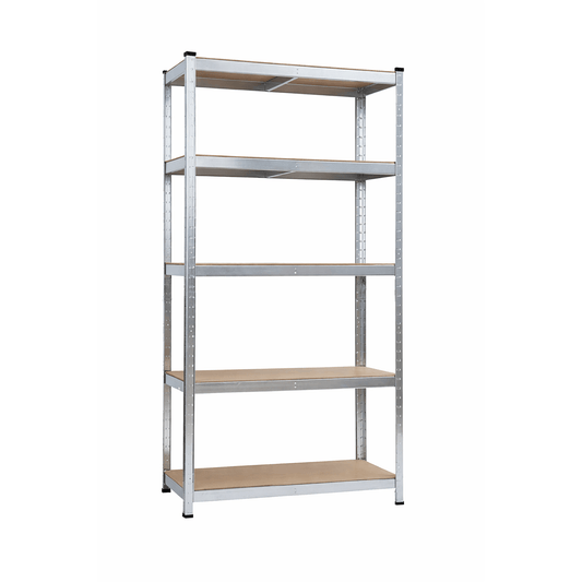 Lo scaffale metallico zincato Ercole da 90x40x180 cm con 5 ripiani in MDF e portata di 875 kg.