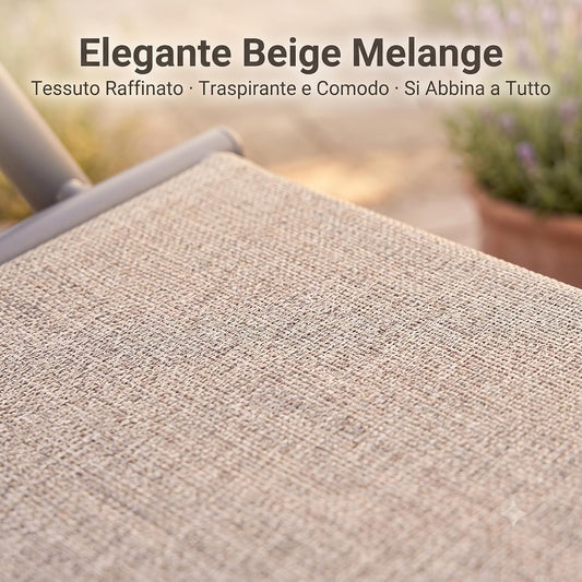 Tessuto beige melange traspirante della sdraio a dondolo da giardino per un relax confortevole all'aperto.