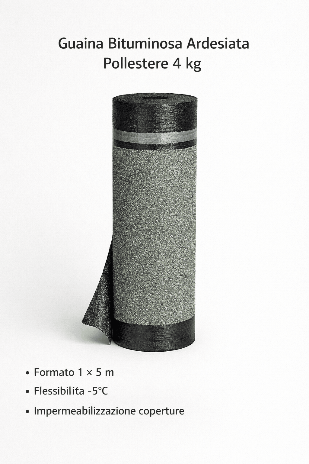 Guaina Bituminosa Poliestere 4 kg Ardesiata – 1 m × 5 m – Flessibilità - 5°C - Lemag srl