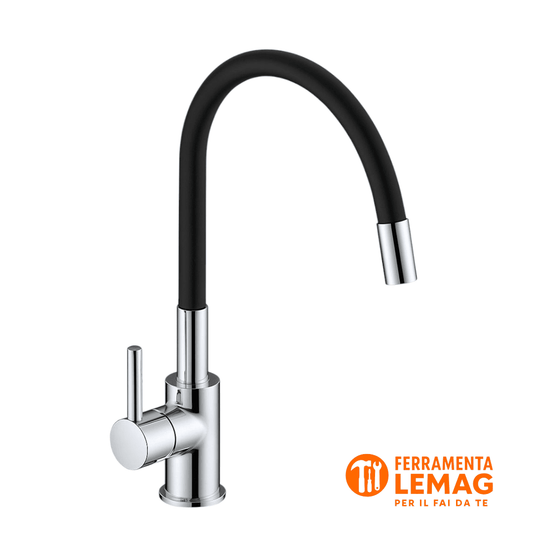 Miscelatore Lavello Flessibile con Canna in Gomma SNAKE Nero - Lemag srl - Lemag srl